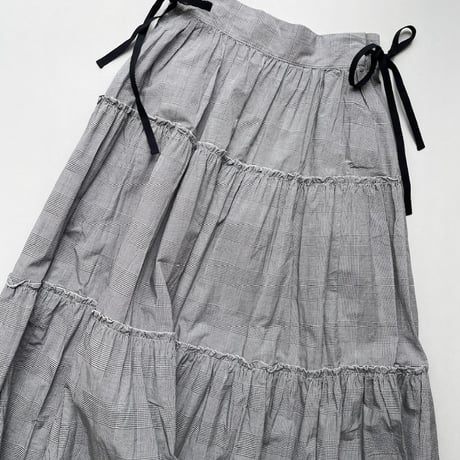 タグ付き未使用品 / bulle de savon  glen check ティアードスカート