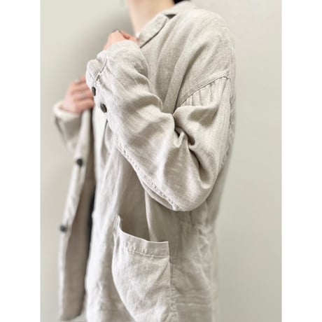 2025SS / 人気完売品 / 2026SS追加販売品 / かぐれ × KURASHI&Trips PUBLISHING  「ラフに、カーデ感覚」 フレンチリネンのテーラードジャケット