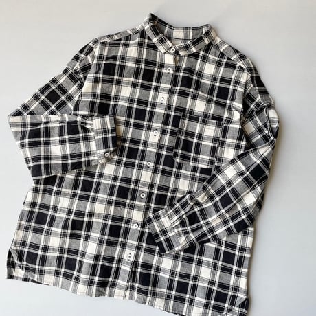 nest Robe コットンリネンチェックシャツ
