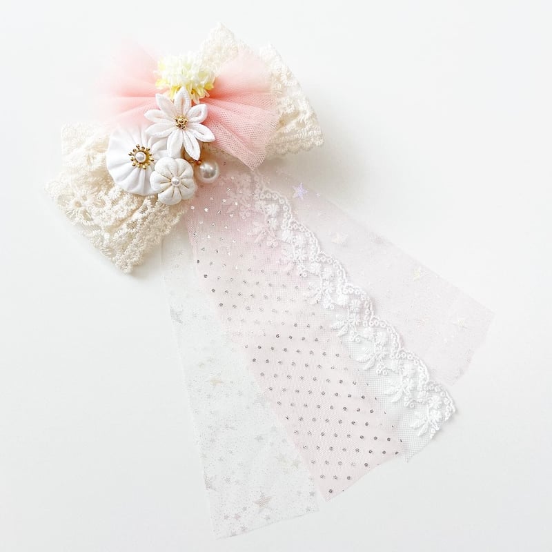 七五三> レースの髪飾り 3way ピンク | moco moco powan