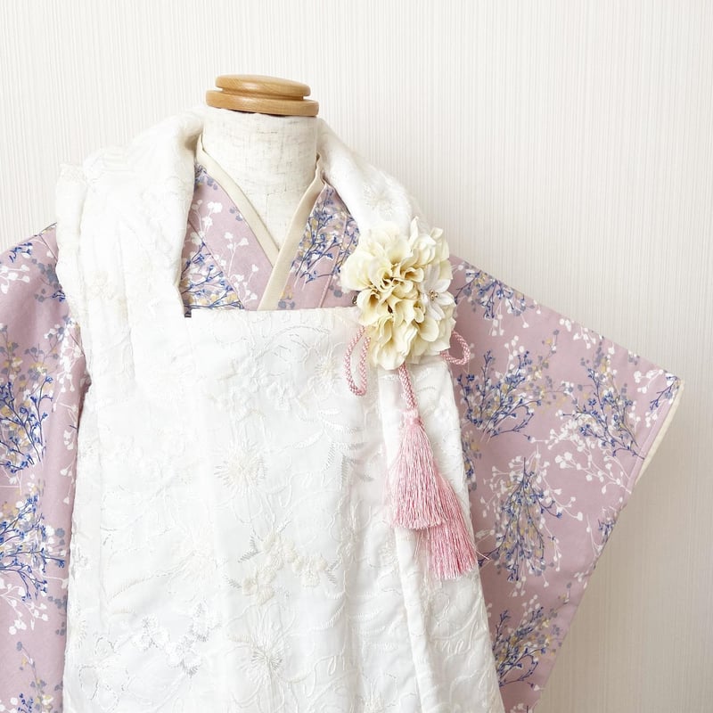 七五三着物3歳> ドライフラワー×刺繍レース | moco moco powan