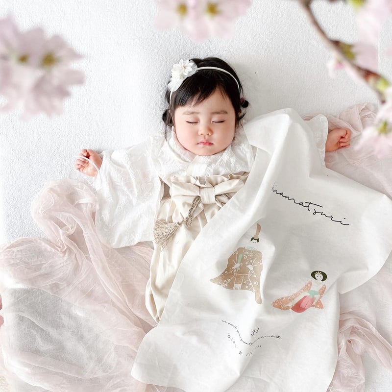 moco moco powan刺繍×チュールのドレス　もこもこぽわん moco moco powanもこもこぽわん ベビー袴 初桜 Sサイズ50〜90 S]