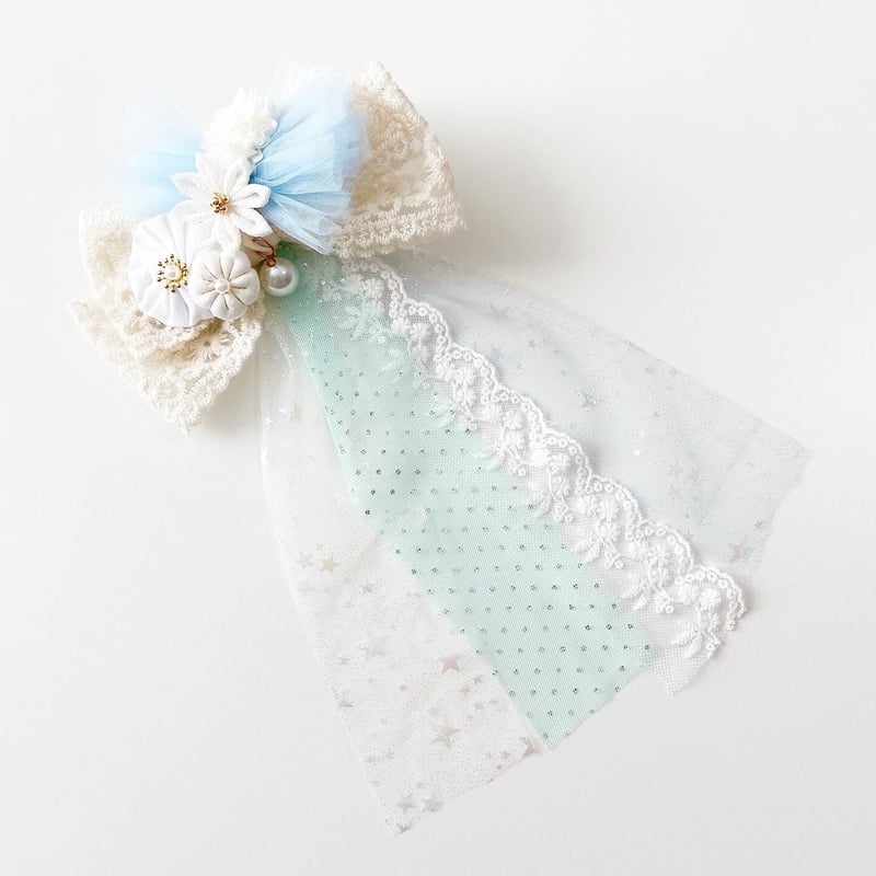 七五三髪飾り〈Love ribbon シリーズ♡〉 ぐるっと可愛い髪飾♡ 107 七五三> レースの髪飾り 3way ピンク | moco moco powan