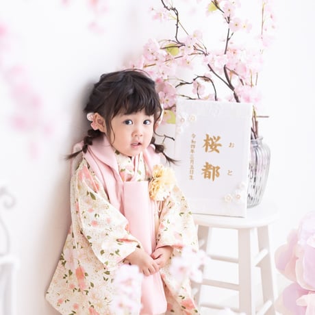 <七五三3歳着物>　美桜×ピンク