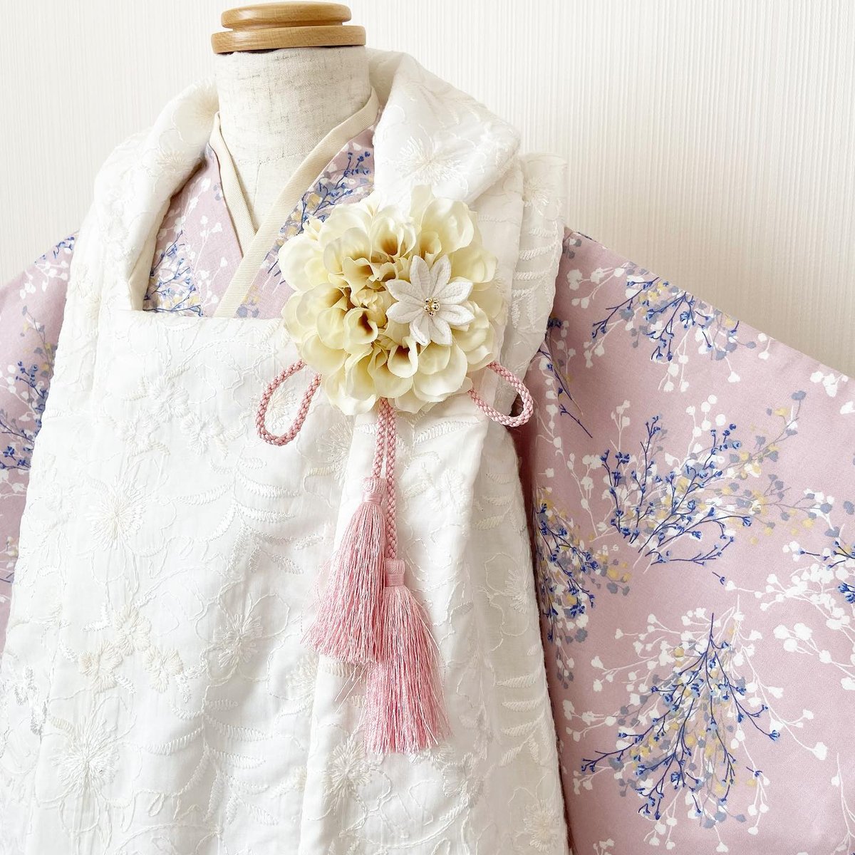 七五三着物3歳> ドライフラワー×刺繍レース | moco moco powan
