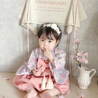 七五三着物3歳> 花柄ピンク×刺繍レース | moco moco powan
