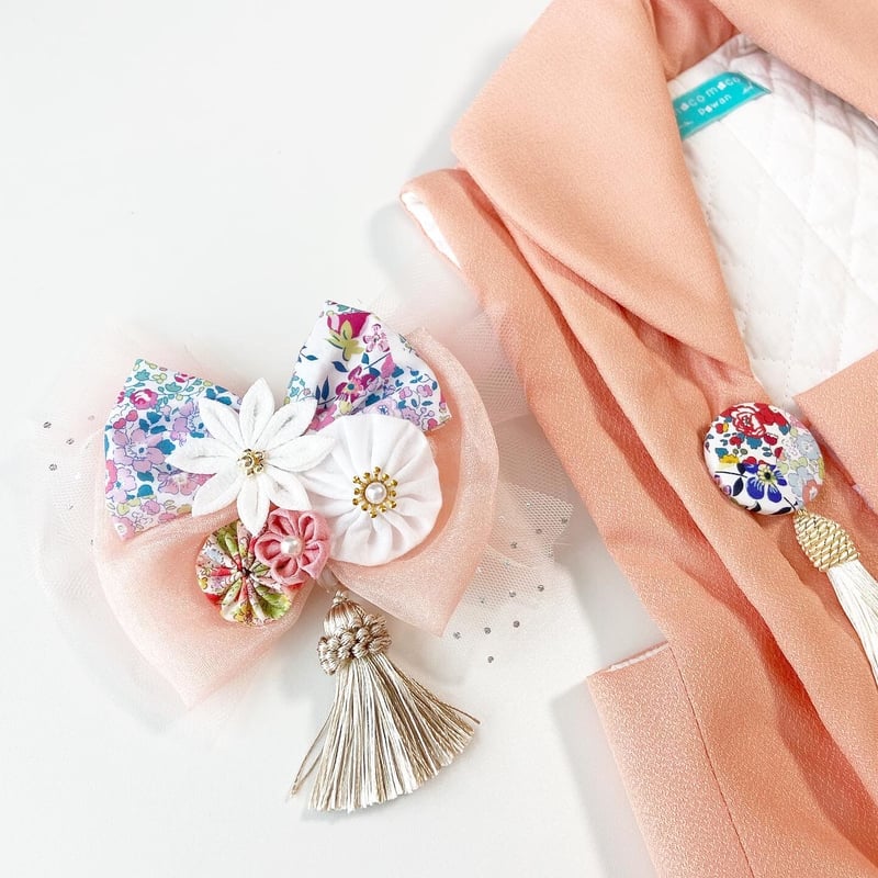 moco moco powan もこもこぽわん　七五三　着物　被布コート 3歳 七五三3歳着物> イルマレッド×ピンク | moco moco powan