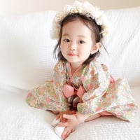 [L]花柄 アイボリー×ピンク（衣類）