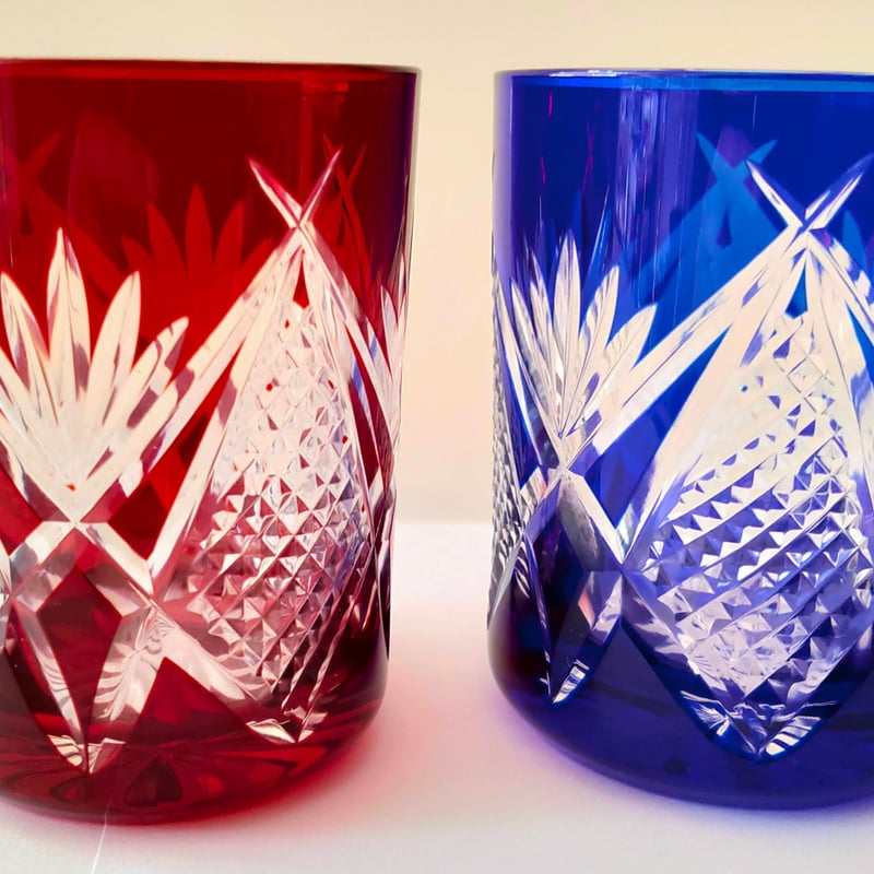 ペア江戸切子 江戸切子 重ね矢来 オールドペア 200ml｜木本硝子 — KIMOTO GLASS TOKYO