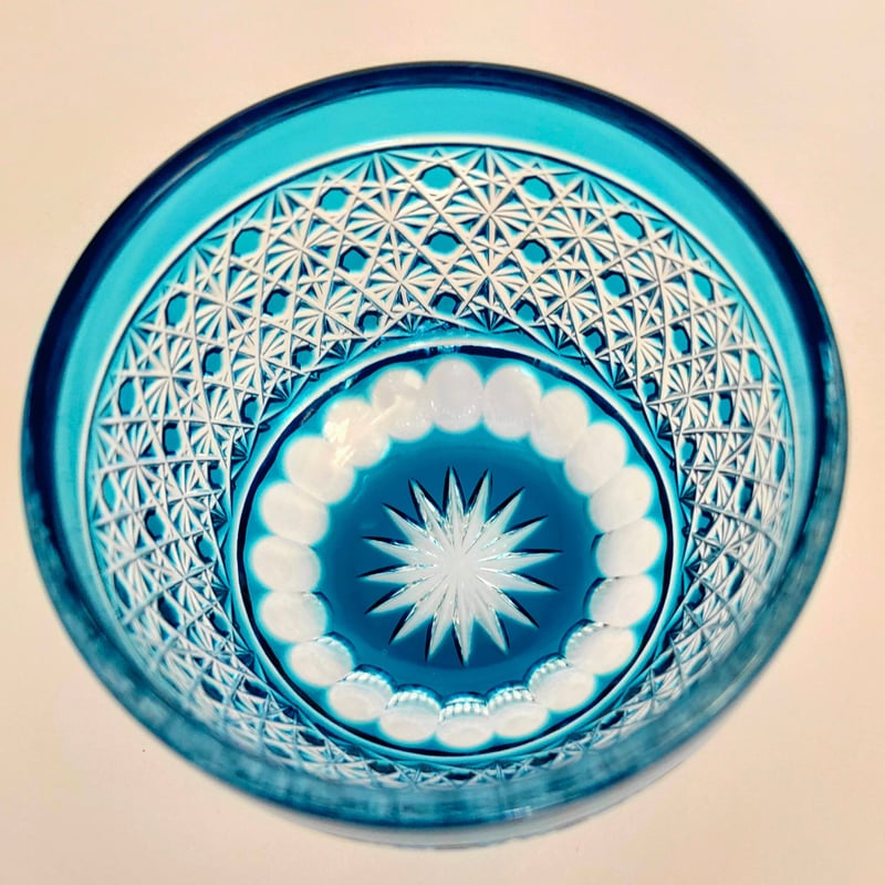 江戸切子クリスタルぐい呑み 菊籠目 | 江戸切子製造販売店 彩り硝子工芸