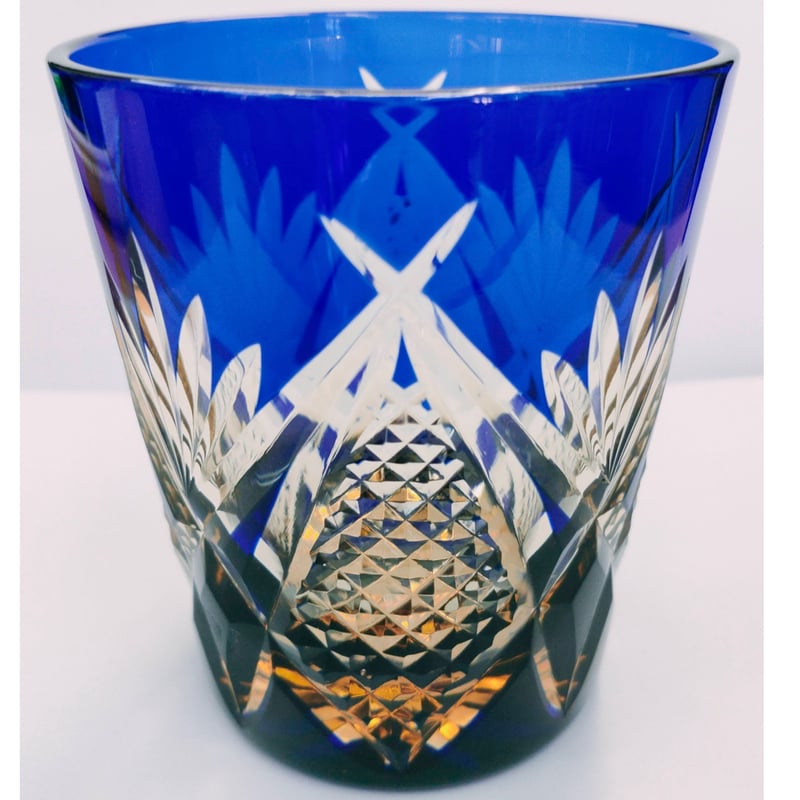 瑠璃切子 小付 江戸切子アンバーミニオールド ななこ 瑠璃色 | 江戸切子製造販売店