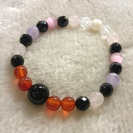 ボルドー色のいちごブレスレット　キャッツアイ 楽天市場】8.2mm 17cm オレンジキャッツアイルチルクォーツ