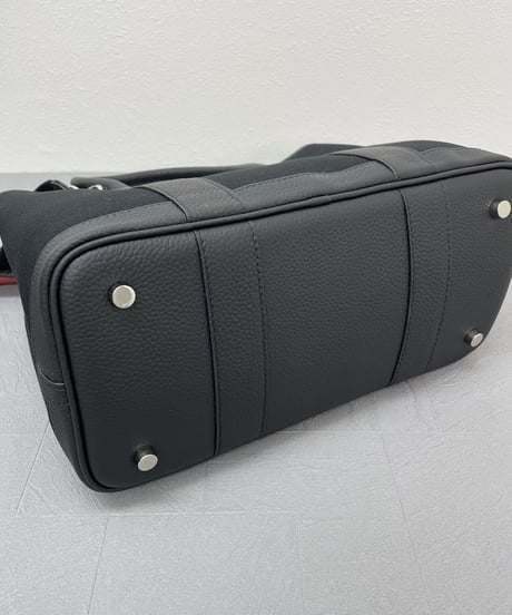 再販★牛革×canvas トートバックM  ブラック