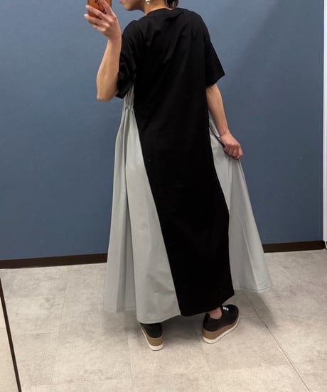 Pauline Bleu ポリーヌブロー　サイド切り替え配色ワンピース