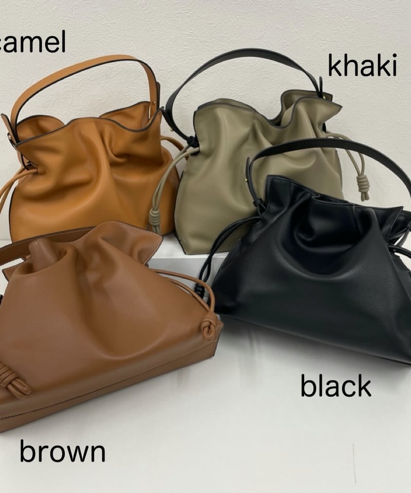 牛革製 2way 巾着バッグ ショルダー付き | HA-CHI