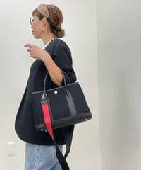 再販★牛革×canvas トートバックM  ブラック