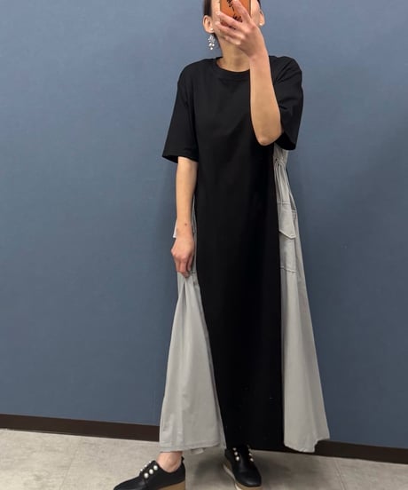 Pauline Bleu ポリーヌブロー　サイド切り替え配色ワンピース