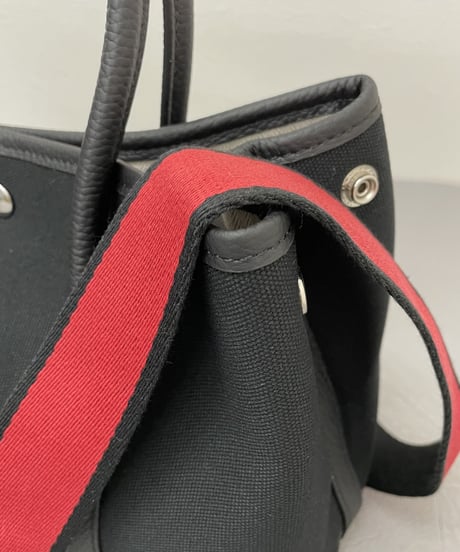 再販★牛革×canvas トートバックM  ブラック