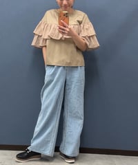 Pauline Bleu ポリーヌブロー　バックフリル切替デザインブラウス