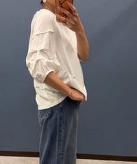 select 異素材ギャザースリーブプルオーバー
