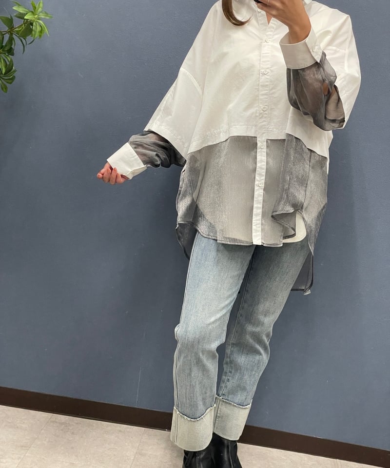 Pauline Bleu ポリーヌブロー シャイニーシアーブラウスブラウス | HA-CHI