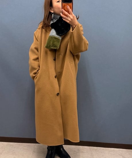 フェイクファー　配色ティペット