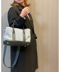 ウールプリーツ × 牛革トートバッグ Mサイズ