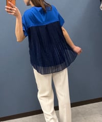 Uncarnet アンカルネ　バックプリーツシアー切替デザインTシャツ