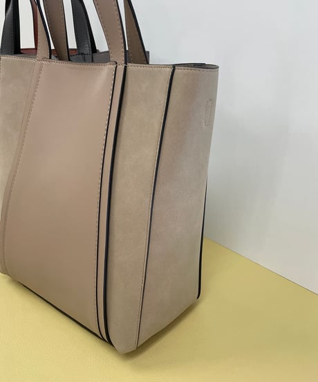 ミニポシェット付き 2Wayスエード切替 コンビ 縦型トート3col