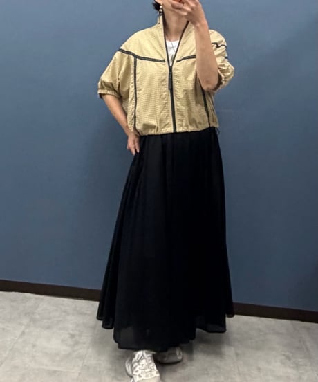 C’EST MOIJEU セモアージュ　ロゴリボンパンチングメッシュジップブルゾン