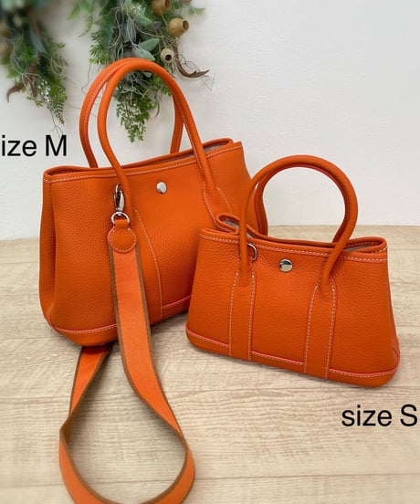 再入荷★牛革レザー トートバックMサイズ オレンジ