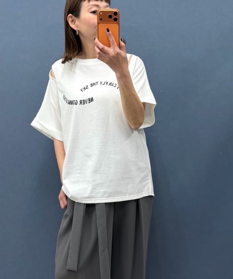 Pauline Bleu ポリーヌブロー　カットショルダールーズTシャツ