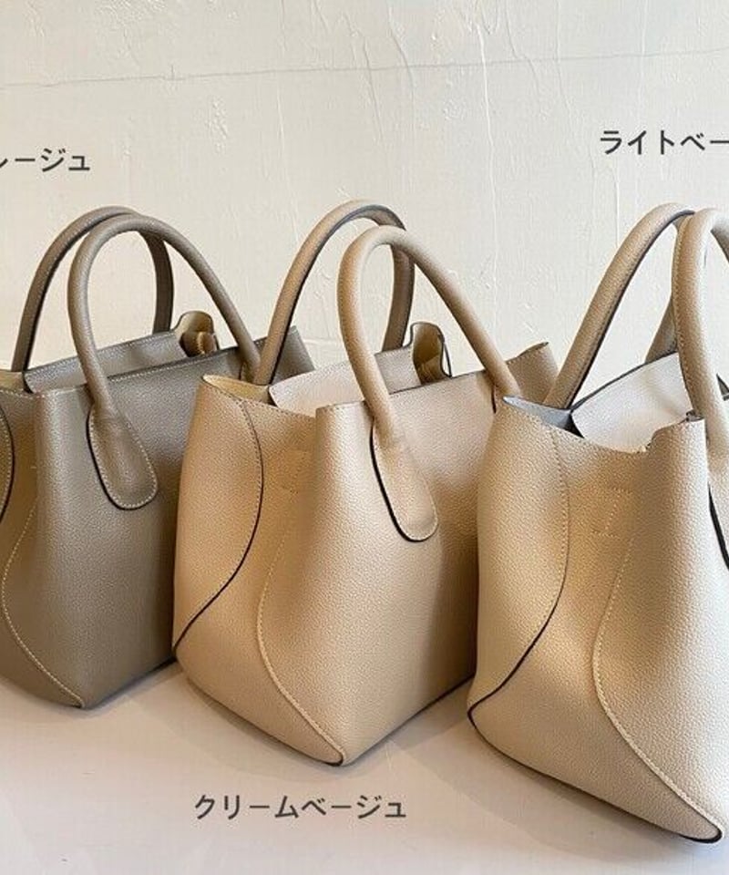 美品✨M.U.L. 牛革　レザー　ハンドバッグ　グレージュ 再販・牛革製レディライクなトートバックM・グレージュ | HA-CHI