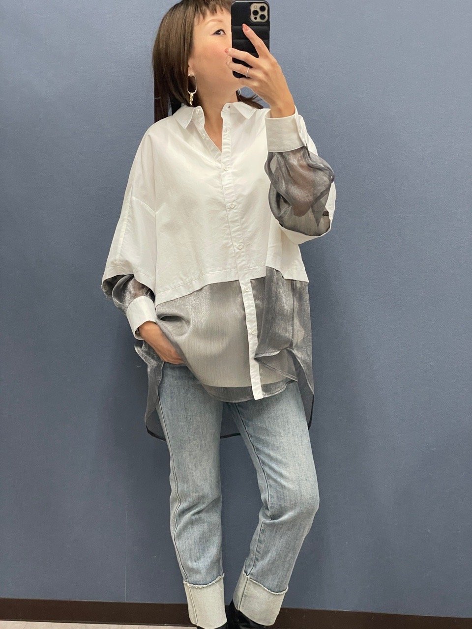 ポリーヌブロー　【新品】シアーロングシャツ ブラック ポリーヌブロー 【新品】シアーロングシャツ ブラック - メルカリ