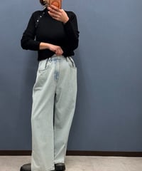 Dignite collier ディニテコリエ ボタンタックワイドデニム | HA-CHI