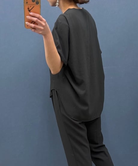Dignite collier ディニテコリエ　ストレッチシフォン テーパードパンツ