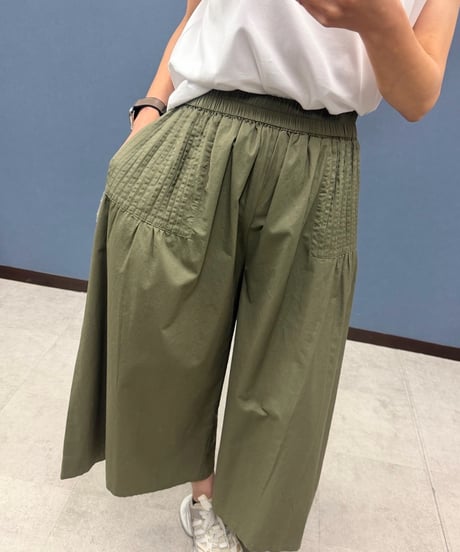 Pauline Bleu ポリーヌブロー　サイドタック ギャザーガウチョパンツ