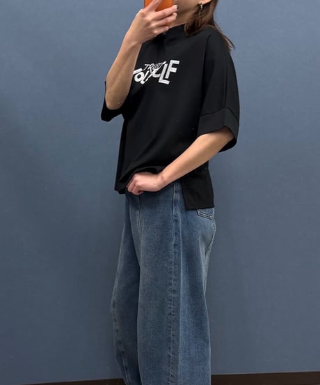 Pauline Bleu ポリーヌブロー　ロゴ ハイネックゆるTシャツ