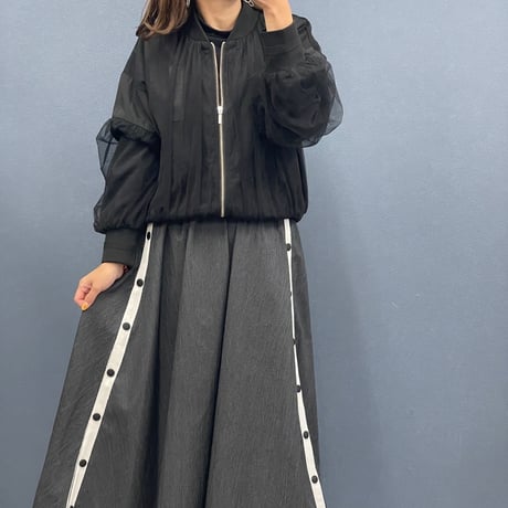 Pauline Bleu ポリーヌブロー　デニム調ボタンデザイン2wayスカート