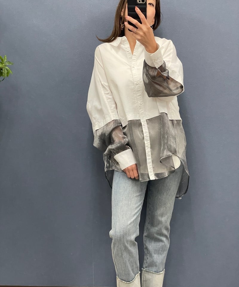 Pauline Bleu ポリーヌブロー シャイニーシアーブラウスブラウス