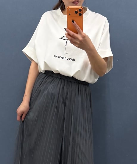 Pauline Bleu ポリーヌブロー　ビーズ フラミンゴTシャツ