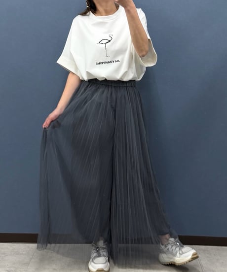 Pauline Bleu ポリーヌブロー　ビーズ フラミンゴTシャツ