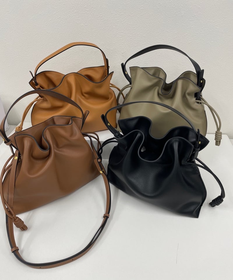牛革製 2way 巾着バッグ ショルダー付き | HA-CHI