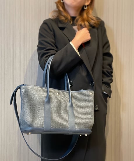 ウールプリーツ × 牛革トートバッグ Lサイズ
