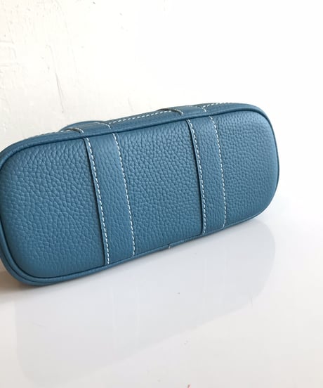 牛革レザートートバッグmini　ブルー