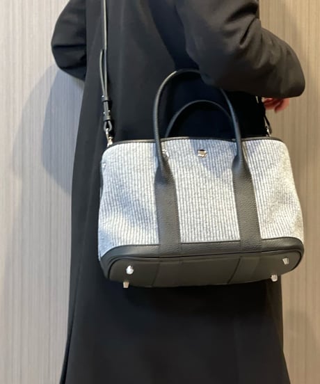 ウールプリーツ × 牛革トートバッグ Lサイズ