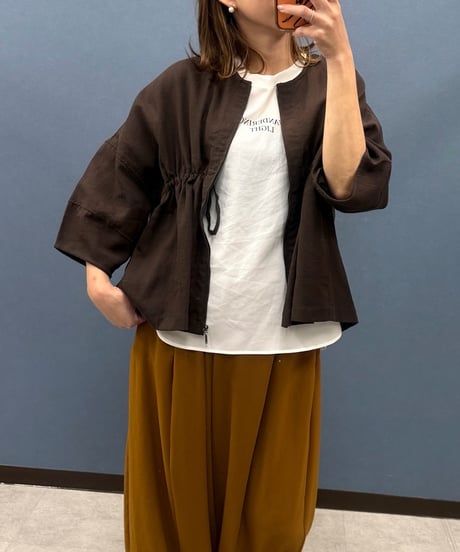 Uncarnet アンカルネ　麻混ドロストギャザージャケット