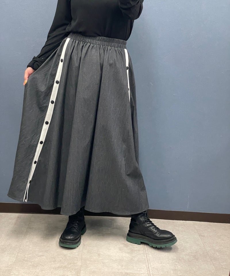 Pauline Bleu ポリーヌブロー デニム調ボタンデザイン2wayスカート