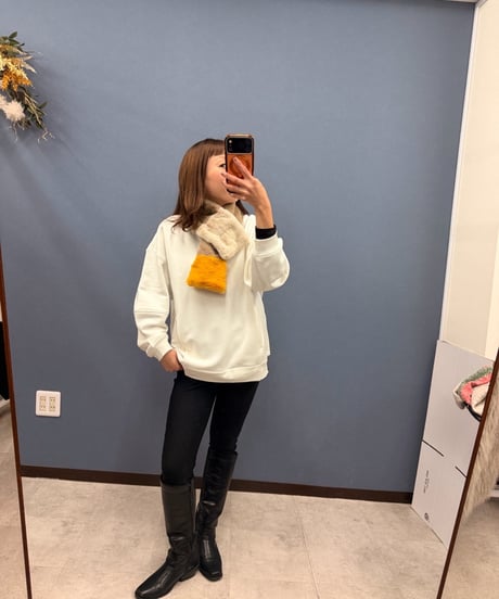 フェイクファー　配色ティペット