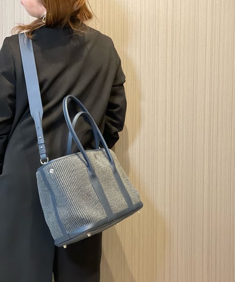 ウールプリーツ × 牛革トートバッグ Lサイズ